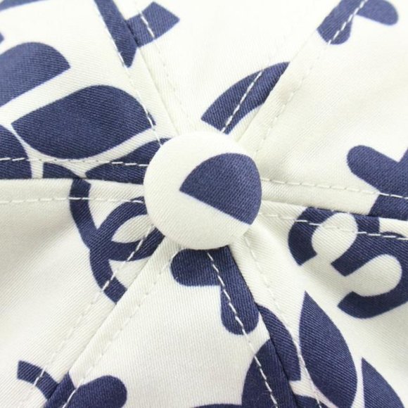 Chanel 22P 2022 White x Navy Blue Charm Icon CC Logo Baseball Cap Hat 85C24s - Picture 9 of 12